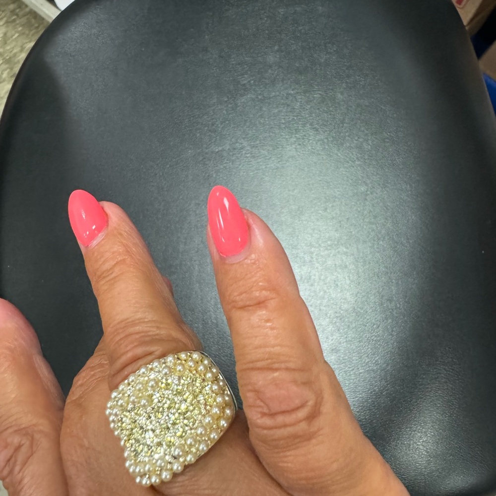 Camille Lucie crystal Swarovski and Pearl combination ring Sz 7.5 - Picture 3 of 16